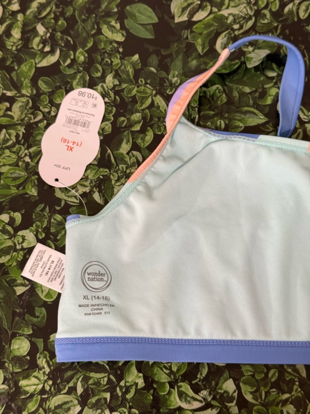 wonder nation Girls Striped Pastel Bikini Top - Blue, Mint, Lavender, Peach - Picture 4 of 7